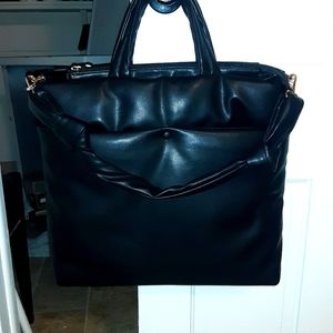 NWOT PU Leather Puffy Tote Bag